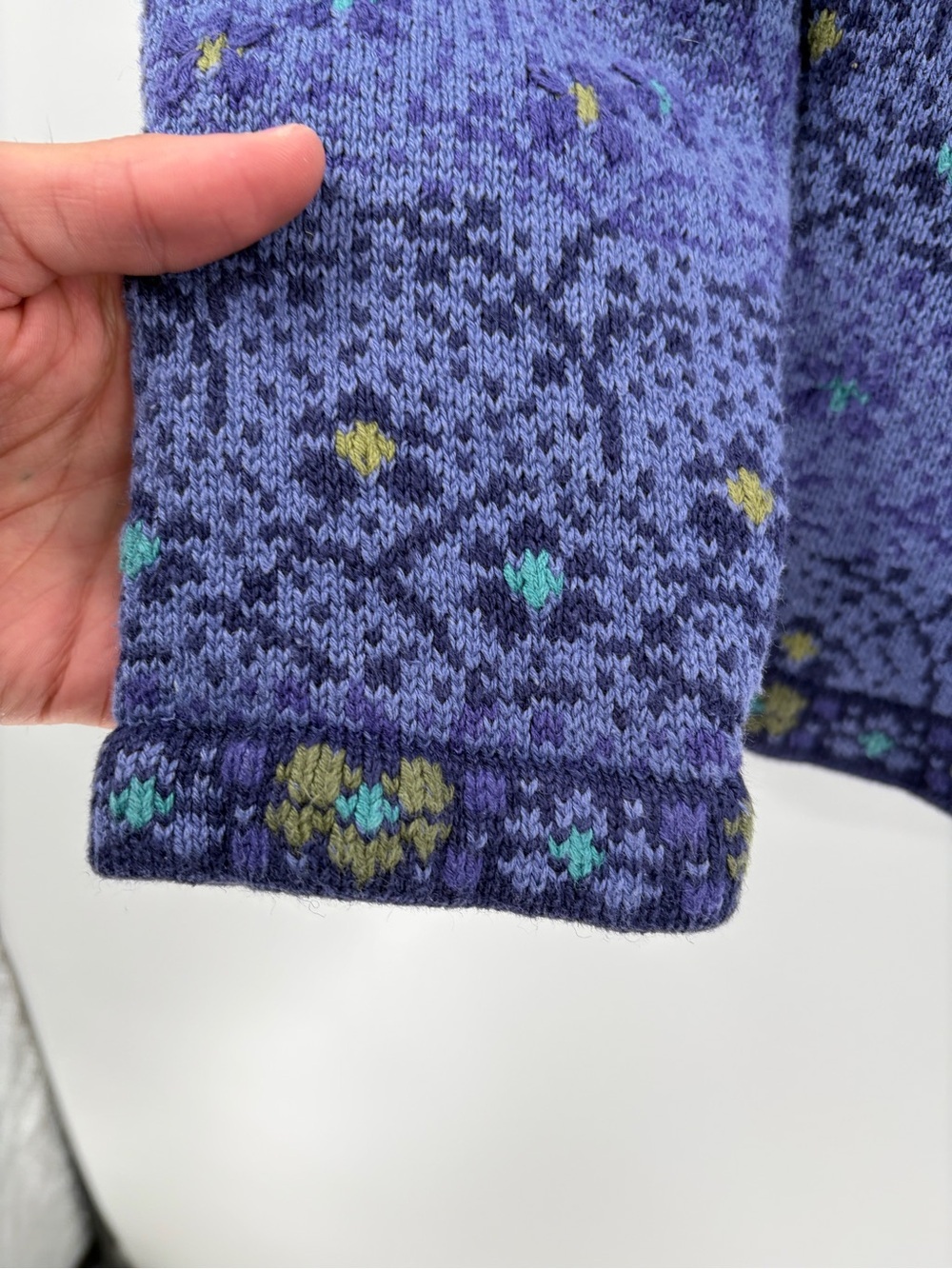 Norm Thompson Sweater Cardigan Floral Purple y2k 2000s Nordic Cottage Core Sz xl - Picture 8 of 11